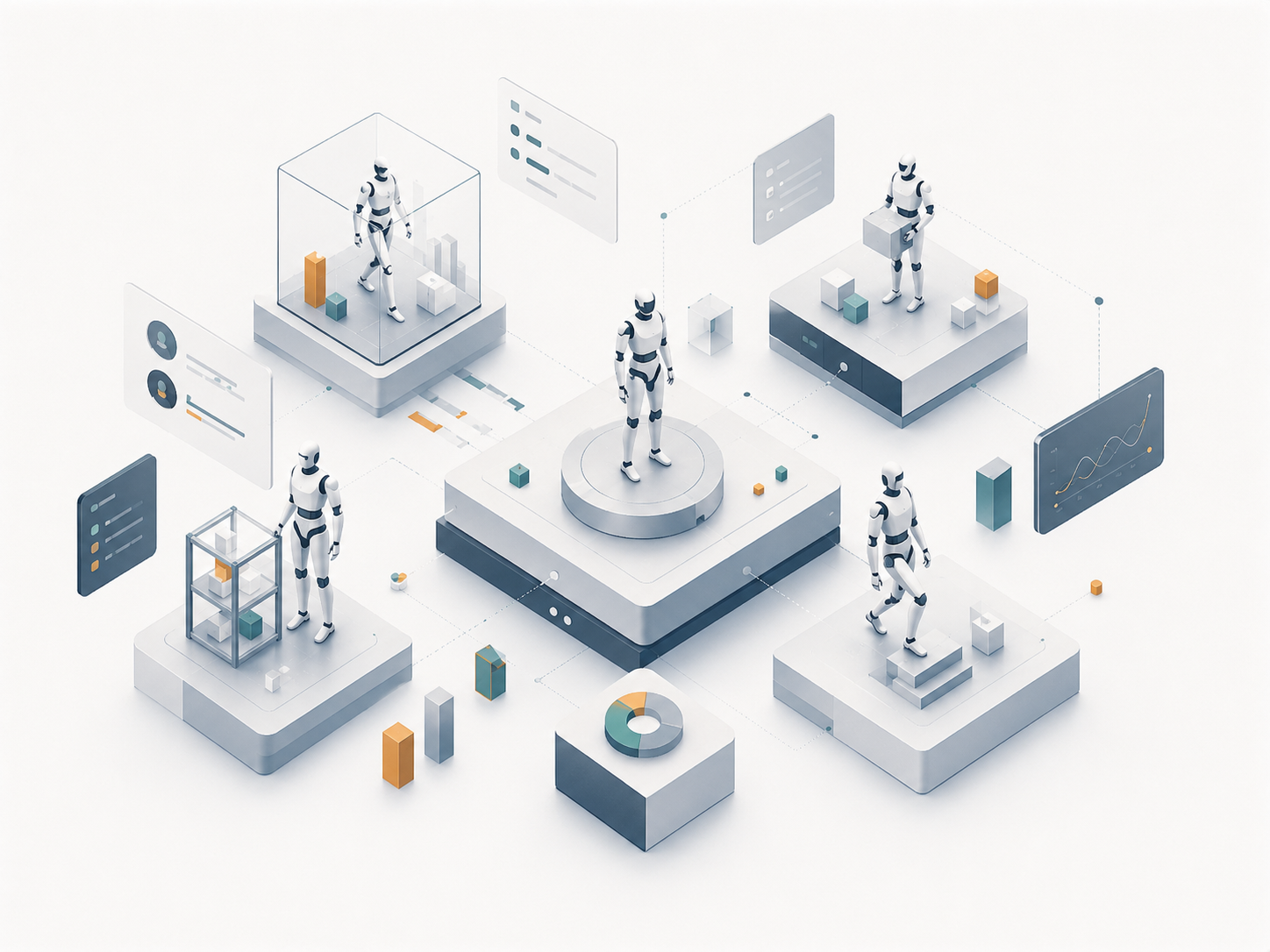 Abstract robot watchlist interface for comparing humanoid robots by evidence and buyer fit